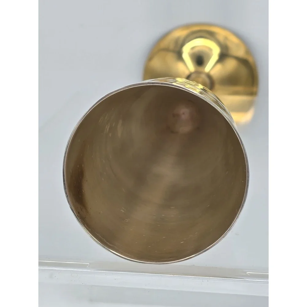 Engraved Brass Goblet Champagne Glass Flute‎ - Silver And Gold Tone